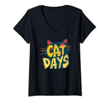 Womens Cool looking Cat Days Statement for Cats and Dogs Days Fans V-Neck T-Shirt
