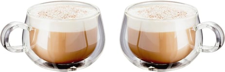 Judge JDG30 Double Walled Glass Coffee Cups with Handle, Set of 2, Hollow Vacuu