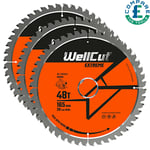WellCut TCT Saw Blade 165mm x 48T x 20mm Bore For DSS610,DSS611,DCS391 Pack of 3