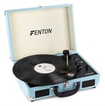 Fenton RP115 Retro skivspelare med Bluetooth och USB - Blå, Vinylspelare i portföljs-utförande