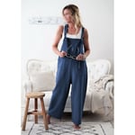 Dam Dungarees Strap Overall Baggy Harem Ärmlös Jumpsuit Blue XL