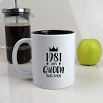 eBuyGB Gift for Mum 1981 This Queen was Born Colour Reveal Coffee Mug, Ceramic, Black