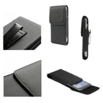 DFV mobile - Leather Flip Belt Clip Metal Case Holster Vertical for HUAWEI P SMART (2021) - Black
