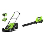 Greenworks 40V cordless lawn mower 35cm and 40V blower combo kit include 2Ah battery and charger