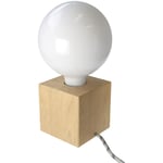 Creative Cables - Posaluce Cubetto, lampe de table en bois fournie avec câble textile, interrupteur et prise bipolaire Sans ampoule - Neutre - Sans