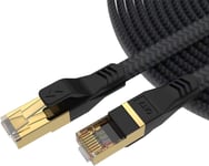 Cable Ethernet Cat 7 10 pieds, cable Internet plat et rÃ©sistant, cable rÃ©seau LAN Cat7 blindÃ©, cordons de raccordement Gigabit haute vitesse avec connecteur RJ45 pour jeux PS4, Xbox, PC, routeur, ordinateur