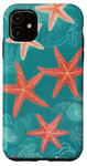 Coque pour iPhone 11 Coquillage corail étoile de mer vague décor tendance