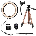 TaoToa 10 Inch Selfie Ring Light with 50 Inch Tripod Stand & Phone Holder for Makeup Live Stream, LED Camera Ring Light with Remote Shutter