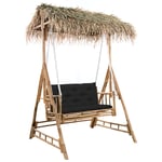 vidaXL 2-sits hammock med palmblad och dyna bambu 202 cm 3063940