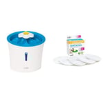 Cat it Senses Fontaine à Eau ornée de Fleurs & Pack de 5 Filtres à Triple Action pour Abreuvoir pour Chat