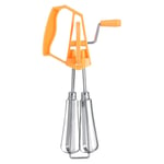 Egg Beater Stainless Steel Rotary Hand Whip Whisk Egg Beater Mixer Cooking Tool Kitchen (Orange)