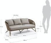 Branzie, Udendørs 3-personers sofa by Kave Home (H: 77 cm. B: 180 cm. L: 90 cm., Brun/Grå)