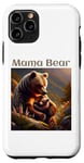 Coque pour iPhone 11 Pro Maman ours et petit dans une belle scène de forêt au coucher du soleil