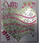 Wife Golden & Pink Heart With Lovely Verse Valentine's Day Quality Greeting Card