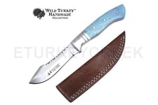 Wild Turkey - Håndlaget Fixed Blade Kniv - Silver/Blue