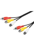 Composite audio/video connector cable 3x RCA