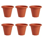 Clever Pots 6X Petit Pot de Fleur Interieur, Pots de Fleurs Plastique 19/20cm pour Fleurs et Plantes, Pot Plante Intérieur et Extérieur avec Drainage pour Jardin, Veranda, Patio, Balcon - Terracotta