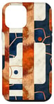 iPhone 12 mini Navy Blue and Burnt Orange Modern Abstract Geometric Pattern Case