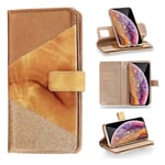 ZCDAYE 2-in-1 Ceramic Pattern Wallet Case for iPhone X/iPhone XS,Premium PU Leather Magnetic Closure Detachable Folio Flip Case Cover with 9 Card Slots Kickstand for iPhone X/iPhone XS-Gold