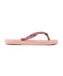 Havaianas Childrens Unisex Slim Glitter Kids Sandals - Pink PVC - Size UK 7
