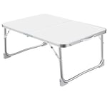 Folding Desk, Small Computer Desk Home Office Desk Foldable Table Study Writing Desk Workstation, Picnic Camping Table with 4 Anti-slip Feet, for Eating , Reading, Watching Movie on Bed Sofa (White)