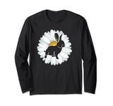 Easter Rabbit With Daisy Spring and Summer Daisies Flower Long Sleeve T-Shirt