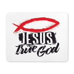 Christian Fish with Bible Lettering Jesus is The True God Rectangle Non Slip Rubber Mousepad, Gaming Mouse Pad Mouse Mat for Office Home Woman Man Employee Boss Work