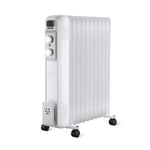 Electric Oil Filled Heater Radiator 11 fin Portable Home Office Thermostat 2500W