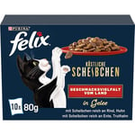 Felix Délicieuses tranches de Nourriture Humide pour Chat en gelée, variété de goûts Pays, Lot de 6 (6 x 10 sachets de 80 g)