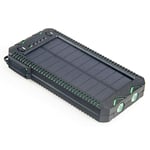 15000Mah Waterproof Solar Power Bank, Outdoor Portable Charger with A Cigarette Lighter, Mobile External Battery,Green