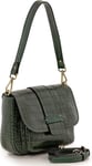 Gianni Conti Mock Croc Green Leather Saddle Bag Detachable Shoulder Strap9493441