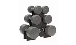 Dumbbell Opti 15kg 7 Piece Circular Vinyl Fixed Set with Storage Tree (2x4.5kg + 2x2.3kg + 2x1.1kg + Stand)