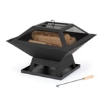 Outdoor Square Fire Pit Stove with Handle & Poker