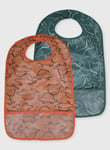 Tu Orange & Green Dinosaur Bibs 2 Pack - One Size Multi Coloured