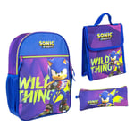 Sonic Prime Kids Boys School Medium pencil case + lunch box + backpack 42cm