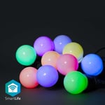 Nedis SmartLife Dekorativa Lampor | Festljus | Wi-Fi | RGB / Vit | 10 LED s | 9.00 m | Android™ | Glödlampediameter: 50 mm