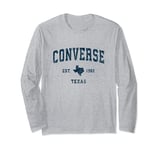 Converse Texas TX Vintage Sports Design Navy Print Long Sleeve T-Shirt