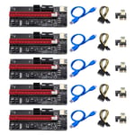 Pcie Riser 009 Express, 10/5 pièces, 1X 4x 8x 16x, extension PCI E USB Riser 009S, double adaptateur 6 broches, carte SATA 15 broches pour mineur BTC