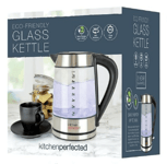 KitchenPerfected Eco-Friendly 1.7Ltr Illuminated Cordless Glass Kettle NEW