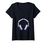 Womens Pixel earbuds earphones V-Neck T-Shirt