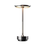 Uppladdningsbar Sladdlös Dordslampa Dimbar Metall USB Bordslampa Silver