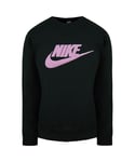 Nike Loose Fit Long Sleeve Crew Neck Black Womens Sweatshirt DC5139 010 Cotton - Size Small
