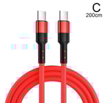 USB C Till USB C Snabbladdare PD 100W Dual Type C Laddnings USB Cab red 2m
