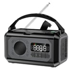 handvev Radio 12000mAh Power Bank Batteri ficklampa Sol laddning