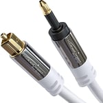 KabelDirekt – Cable optique Mini-TOSLINK – 1,5 m – avec protection du signal (Blanc câble Mini-TOSLINK à TOSLINK, câble numérique S/PDIF/ pour barres de son, systèmes stéréo/Hi-Fi, Qualité Supérieure)