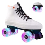 Sports Roller Skates Adult Canvas Ice Skates with High Top Shoe Style Double Row Four Wheel Skates with Illuminating Wheels for Men, Women, Children And Adults,38