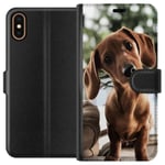 Apple iPhone XS Svart Plånboksfodral Ung Hund