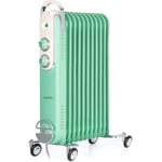 Radiateur électrique - Klarstein - radiateur bain d'huile 2500 W avec 3 niveaux de puissance - Chauffage d'appoint 8 éléments vert