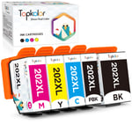 Topkolor Compatible Epson 202 XL 202XL Ink Cartridges for Epson Expression Premium XP-6000 XP-6005 XP-6100 XP-6105 XP6000 XP6005 XP6105 XP6100 Printer 5 Pack