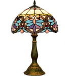 Aorsher - Lampe Tiffany W12H18 - Amour bleu - Ombre baroque antique - Lampe de table - Socle - Lampe de lecture - Amoureux - Salon - Chambre à